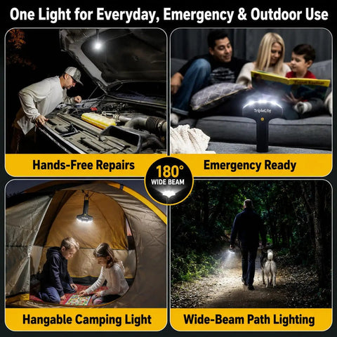 Dope Rechargeable LED Flashlight With 180 Degree Wide Beam, 1000 Lumens, USB C, in use for car repair, emergency, camping, walking dog