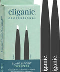 Eyebrow Tweezers Set With Slant And Point Tips For Precision Hair Removal Stainless Steel Easy Grip For Fine Or Ingrown Hairs