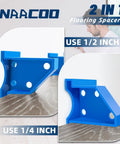 20 Pack Flooring Spacers for Laminate and Wood Installations showing blue triangular spacers in 1/4 inch and 1/2 inch sizes
