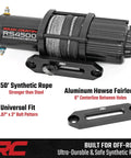Rough Country 4500 Lb ProSeries Winch for UTV and ATV with 50ft synthetic rope and aluminum fairlead, off-road recovery gear.