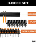 3-piece Heavy Duty Metal Hand Tool Organizer Rack For Wall Mount In Workshop Boss Level Hammer Pliers Screwdriver Storage