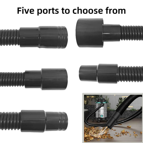 12 Foot Dust Collection Hose Kit For Woodworking Tools With Flexible Hoses, Five Fittings And Rubber Adapters, close-up view