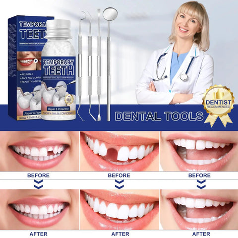 Tooth Repair Kit Moldable Filling Beads With Four Dental Tools For DIY Natural Fake Teeth Replacement At Home Easy DIY Smile