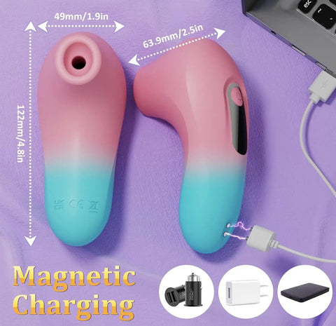 Air Pulse Relaxation Device With Portable Ergonomic Grip Multiple Settings Quiet Operation And On The Go Stress Relief For Instant Chill After Long Days, magnetic charging, colorful design.