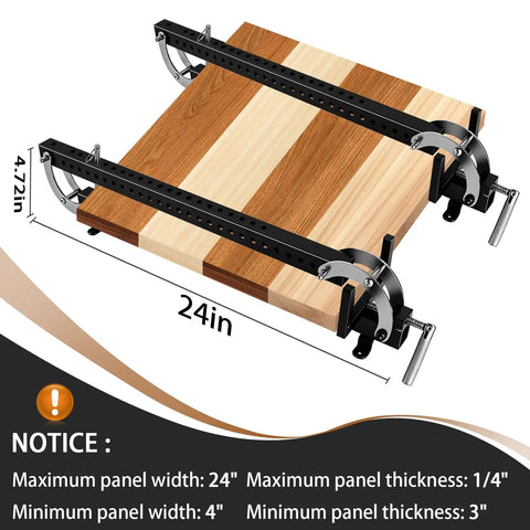24 Inch Panel Clamp Set 2 Pack With 4 Way Pressure Heavy Duty All Steel Parallel Clamps For Woodworking Keeps Panels Flat And Aligned With Self Centering Parallelogram Linkage Delivers Even Pressure On All Sides And Prevents Warping. 24in clamp on wood panel