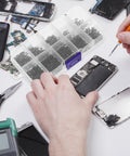 Person using 1000-Piece Round Head Self-Tapping Screws Set M1.3 M1.4 M1.5 for electronics and circuit board assembly
