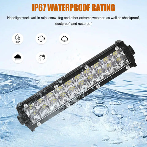 Universal 60W Motorcycle LED Light Bar Kit With On Off Switch For 7 8 Inch Handlebars with IP67 waterproof rating