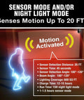 Extreme 360 Solar Outdoor Light With Motion Sensor Weatherproof Wireless LED Flood Light activating motion sensor mode