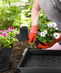 4 Inch Square Nursery Pots Kit With 60 Pots And 5 Seed Starter Trays for germination and propagation in a garden setting