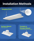Installation methods for Two Foot Linear LED Shop Light 165W 22400 Lumens Dimmable Daylight 5000K.