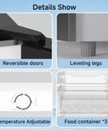 Details of Ace 7 Cu Ft Upright Freezer That Converts To Chill Fridge Mode including reversible doors and adjustable temperature.
