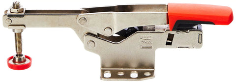 STC HH70 Horizontal Auto Adjust Toggle Clamp Nickel Plated Silver Finish with red handle for precise holding, 700 lbs capacity
