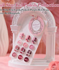 Six Piece HEMA Free Gel Polish Set 15ml Each In Nude Pink Rose Burgundy Neutral Milky Shades Soak Off Same Color Same Bottle Easy UV LED Cure In 60-120 Seconds For Nail Art Mani DIY Salon display.