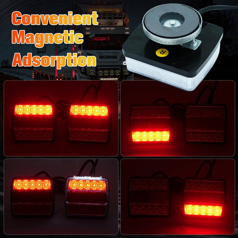 Dreamdragon magnetic trailer light kit, 12V LED tail/turn/brake lights with 24ft cable and 7-pin plug, IP68 waterproof