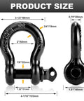 Three Quarters Inch D Ring Shackles With Nine Sixteen Inch Screw Pin Heavy Duty Clevis Shackles Tough As Nails 44,000 Lbs Break Strength Built For Jeep Truck SUV Trailer ATV UTV Two Pack, size diagram
