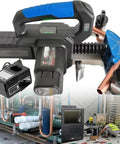 UILMLIO Copper Tubing Bender Electric Pipe Bending Machine For 90 Degree Soft Copper Tube Forming Tool and battery charger view.