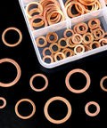 Copper Metric Sealing Washer Set, 165 Pcs, 8 Sizes Flat Washers Kit for Electrical Connections, High Purity Copper