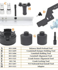 Hella Durable Camshaft Alignment Timing Kit Plus Balance Shaft Preload Tool Set For Ford 2.0 And 2.3 Liter Engines components displayed.