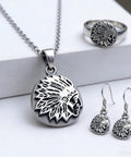 Jewelry set featuring Native American design created with Heavy Duty Steel Native American Stamping Kit For Personalizing Keychains And Jewelry