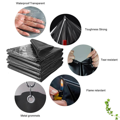 Tough As Nails Gazebo Side Panels Straight Up Waterproof Clear PVC Tarp Curtains stacked with features like tear resistance and metal grommets.