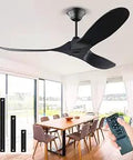 52 Inch Black Wood Ceiling Fan With Remote Control, Ultra Quiet DC Motor, 6 Speeds, 1 4 8 Hour Timers, No Light, Indoor Outdoor Use