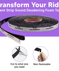 Gotta Have Sound Deadening Foam Tape Closed Cell Acoustic Rubber Insulation Strip for Car Door Seals on a roll, showing cutting instructions