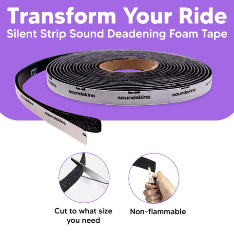 Gotta Have Sound Deadening Foam Tape Closed Cell Acoustic Rubber Insulation Strip for Car Door Seals on a roll, showing cutting instructions