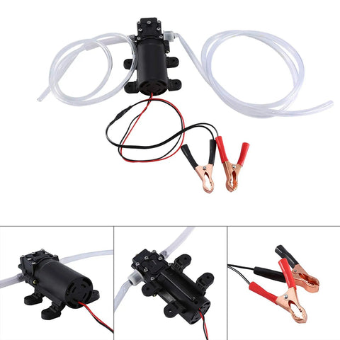 Heavy Duty 12V Auto Car Oil Extraction Pump Kit For Quick Mess Free Fluid Siphon Transfer Scavenge With Efficient Motor And Easy Clean Design, includes tubing and clamps.