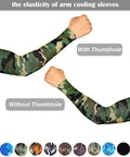 9 Pairs Unisex UV Protection Arm Sleeves Ice Silk Cooling Covers showing camouflage pattern with and without thumbhole