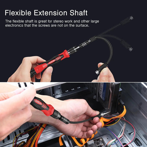 Demonstration of 61 In 1 Precision Screwdriver Kit With 57 Bits And Flexible Shaft Extension Rod Pro Grade Repair Tools.