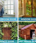 Four types of doors: bedroom door, window door, fence door, pet house door with Husky; ideal for Built To Last Heavy Duty 2 Pack Barrel Bolt Latch Set.