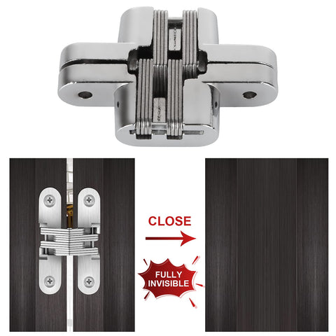 4 Pack Hidden Hinges For Cabinet Doors Zinc Alloy Invisible Hinge 180 Degree Swing Hidden Door Hardware Rust Resistant