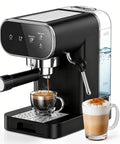 Straight Out The Coffeehouse, Espresso Maker With Auto Milk Frother And Touchscreen Controls, brewing espresso and latte.