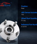 Rear Wheel Bearing And Hub Assembly For Subaru Forester 2014-2018, Impreza 2012-2021, Crosstrek 2016-2021, 5-lug view