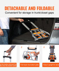 Folding Hand Truck And Dolly For Easy Haul, 275 Lb Capacity Aluminum Cart With Telescoping Handle illustrating its foldable design