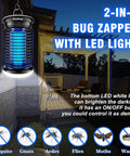 Indoor Outdoor Bug Zapper 2 In 1 With LED Light Waterproof Mosquito Killer for Patio Garden Backyard and Home Plug In Insect Zapper