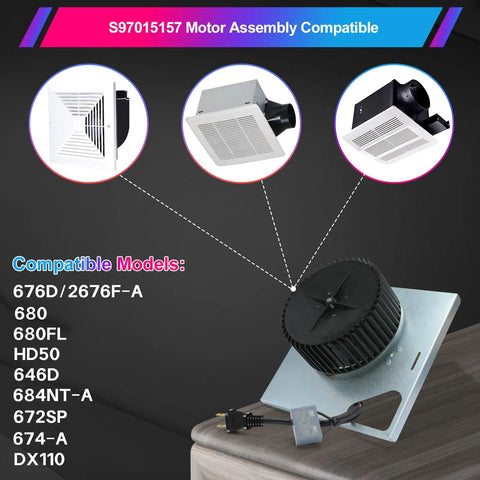 Motor Assembly Replacement For Bathroom Exhaust Fans Models 680 680FL HD50 676D 2676F A 684NT A 646D 672SP 674 A And DX110