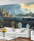 Retro Locomotive Wall Mural Steam Train Scene For Living Room Bedroom And Dining Room TV Backdrop Large 100 By 73 Inches