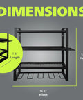 Wall Mounted Power Tool Organizer With 4 Layer Drill Rack And Side Holders For Screwdrivers Pliers And Hammers Heavy Duty Metal Garage Storage Shelf dimensions.