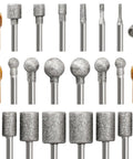 Engraving Bits Set For Rotary Tools With Diamond Grinding Bits In Ball, Hollow Cup, And Cylindrical Shapes; Includes 3 Collets