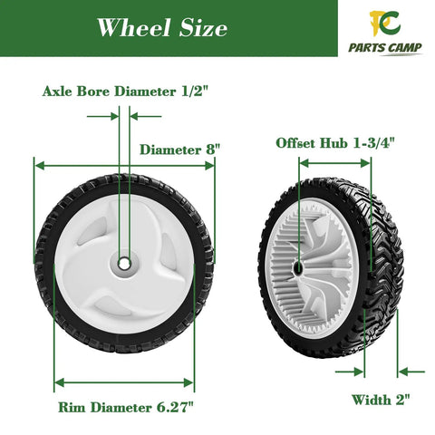 Two Heavy Duty Replacement Front Drive Wheel Gear Assemblies For Toro 22 Inch Recycler Lawn Mower Fits Multiple 20001 Through 20111 Models Pack Of Two shown with size dimensions.