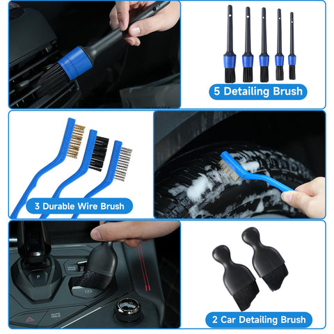 All In One 36 Piece Car Detailing Kit With Drill Brushes, Interior Exterior Cleaning Tools, wire and detailing brushes close-up