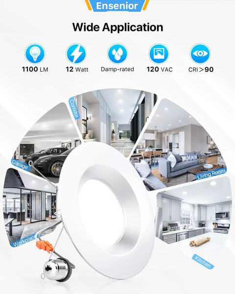 24 Pack 5/6 Inch LED Can Lights Retrofit Recessed Lighting with Dimmable Smooth Metal Trim, 6000K Daylight White illustration