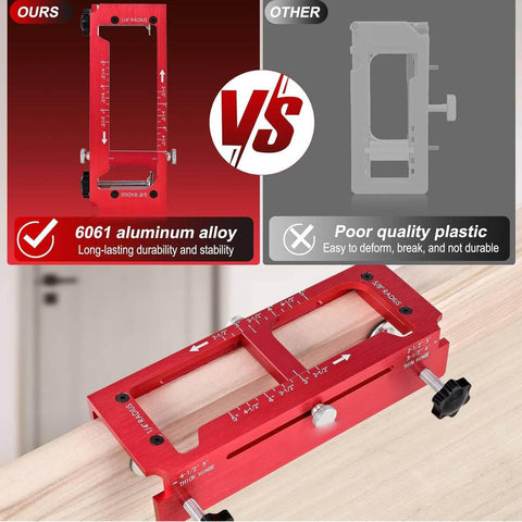 Adjustable Router Jig For Doors With Aluminum Hinge Mortising Template Kit And Precision Depth Gauge Fits 2.5 To 5 Inch Hinges