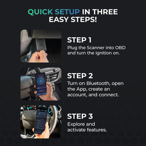 Quick setup steps for EVO Bluetooth OBD2 Scanner For Any Car Diagnostic Tool Code Reader With Live Data And Customizations