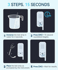 3-step guide showing how to use Keep Your Swim Spot Looking Sharp With This Digital 7 In 1 Water Test Kit.