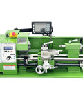 Techtongda Mini Metal Lathe 8X16 inch Benchtop Turning Machine With 1100W Motor Auto Feed and controls for precision machining.