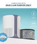 HEPA Air Filter Replacement For Ibuki Air Purifier Compatible With H13 Model C102 circular filter next to white purifier