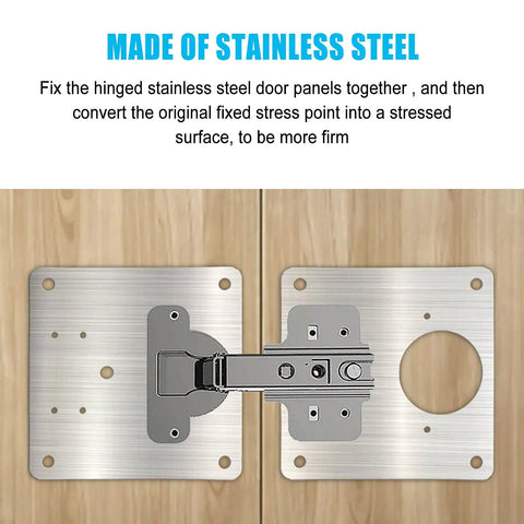 Cabinet Hinges Repair Plate Kit With Stainless Steel Bracket And Fixing Screws For Kitchen Cupboard Doors Durable No Fuss Hinge Repair For Wood Cabinets 6 Pack showing mounted plates on wood surface