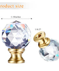 Crystal Lamp Finials 2 Pack Diamond Textured Glass Knobs With Clear Top Caps Polished Chrome Base And 1-3/4 Inch Shade Screws Gold Base Accent For A Slick Modern Table Lamp Upgrade shown with dimensions